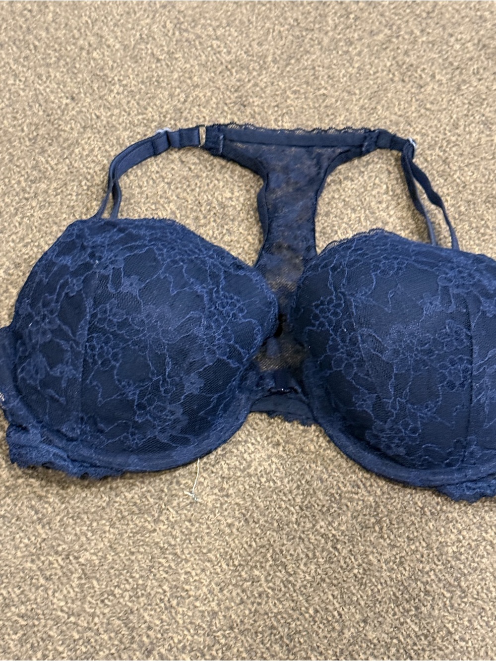 Victorias Secret Demi Bra Navy Lace Racerback size 36 D